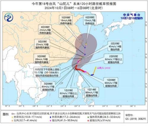 台风橙色预警：“山陀儿”缓慢靠近台湾岛 强度或略有加强
